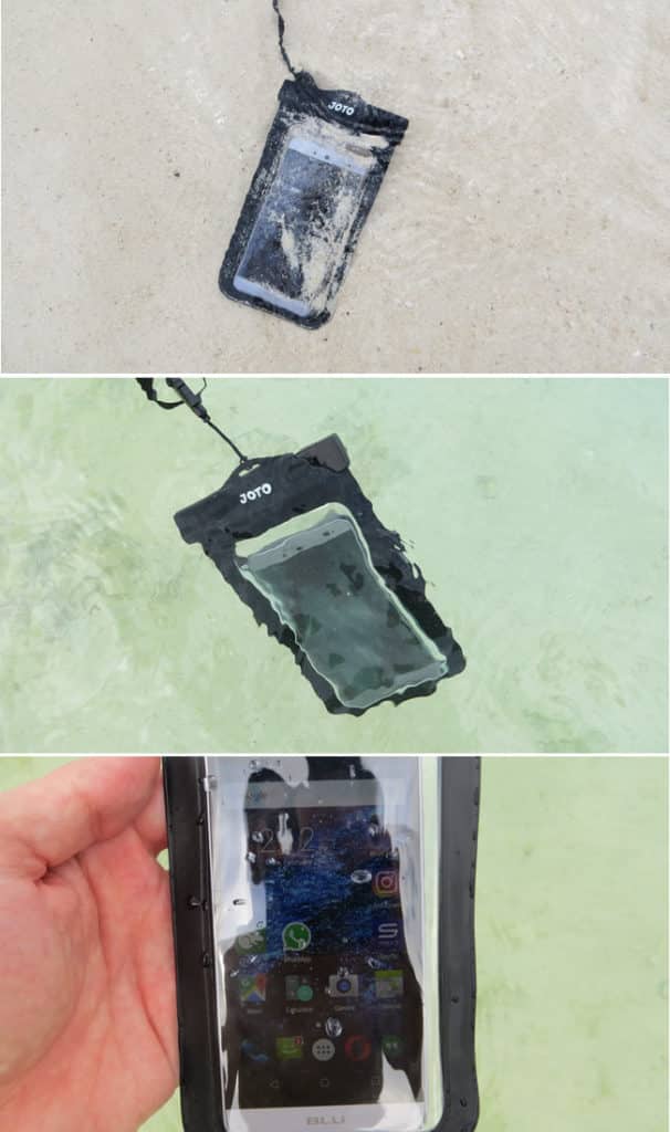 Case in sand, water, and working