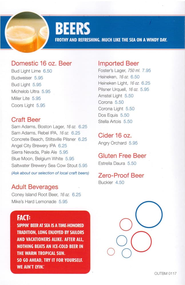 Carnival Cruise Full Beer Menu (With Prices)