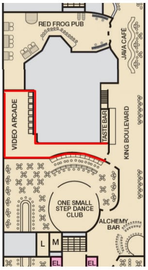 Location of the arcade on Carnival Valor