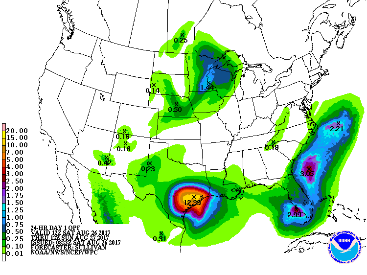 Galveston rainfall forecast from Harvey