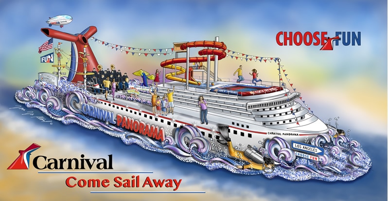 Rendering of Carnival float in Rose Parade