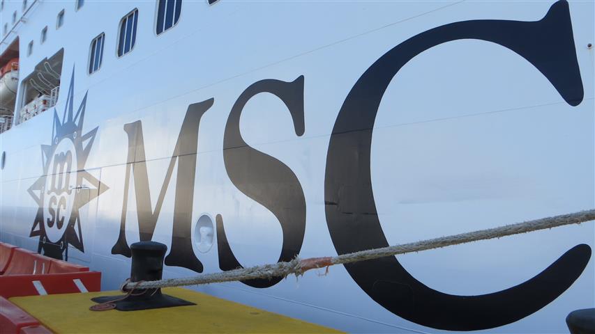 MSC on side of ship