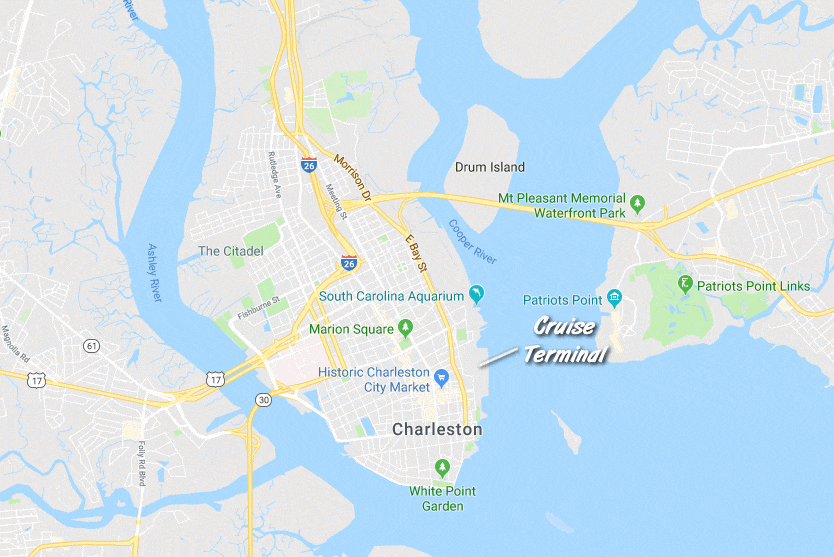 Map of the location of Port of Charleston