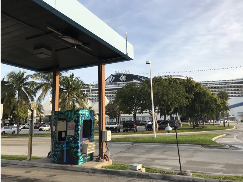 Stop for the trolley at the Port of Miami