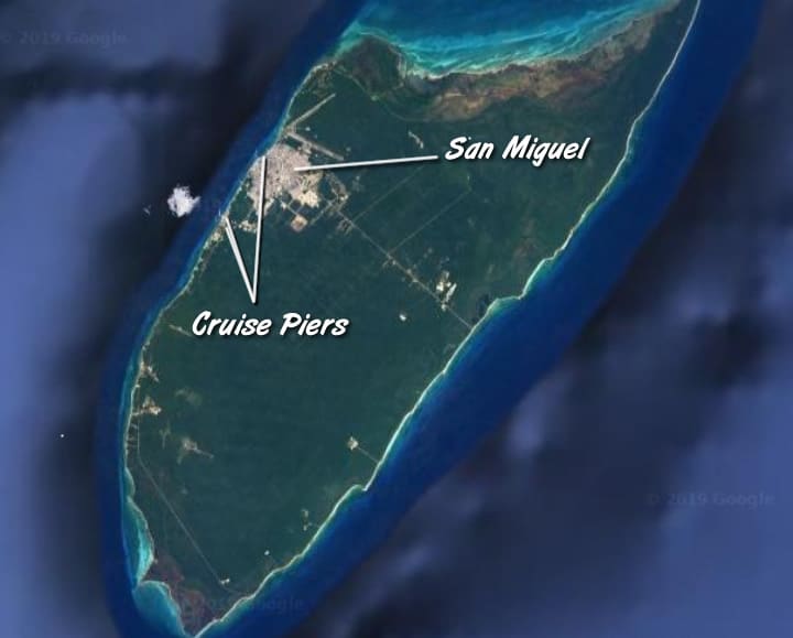 Satellite view of Cozumel