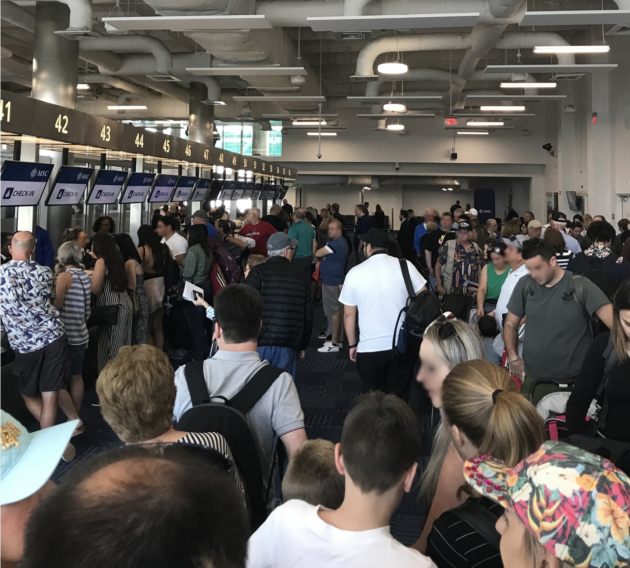 Crowded check-in area