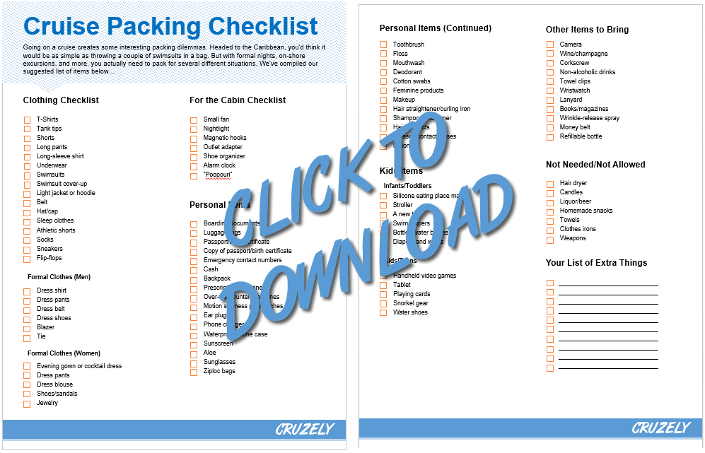 THE Cruise Packing Checklist: 85 Items To Bring (Printable) | Cruzely.com