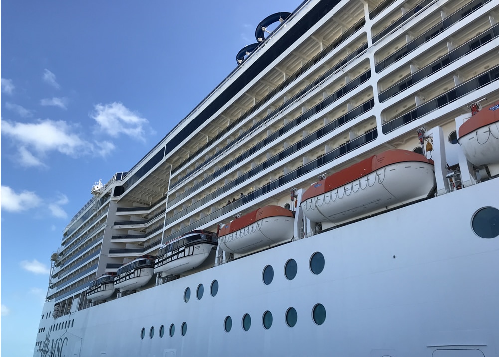 Side of a cruise ship