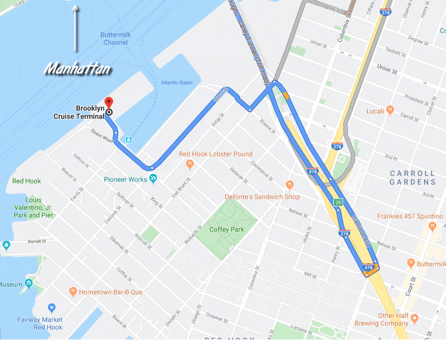 Directions to drop off at Brooklyn cruise terminal