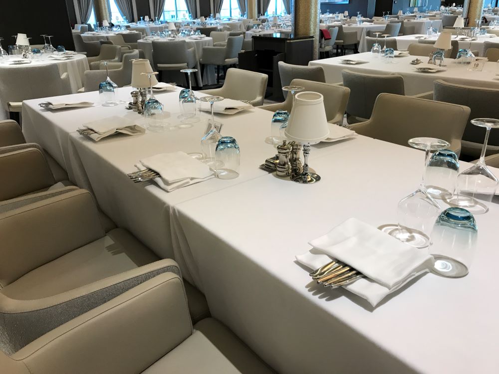 Formal dining room on a cruise ship