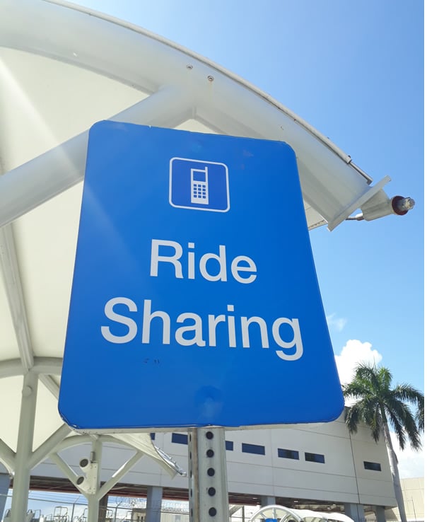 Rideshare pickup area at Fort Lauderdale Airport