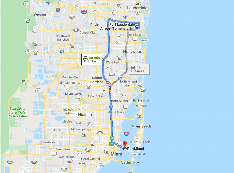 Fort Lauderdale to the Port of Miami