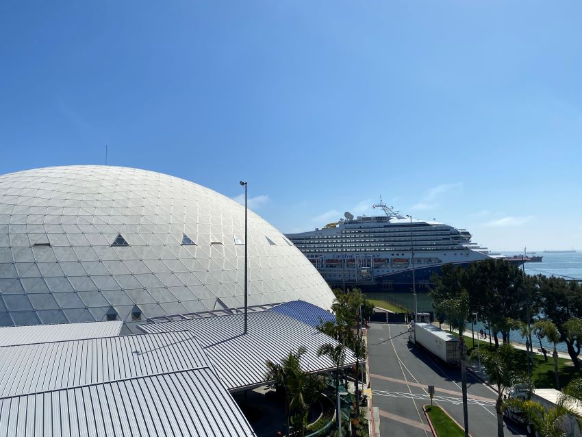 Long Beach cruise terminal with Carnival ship