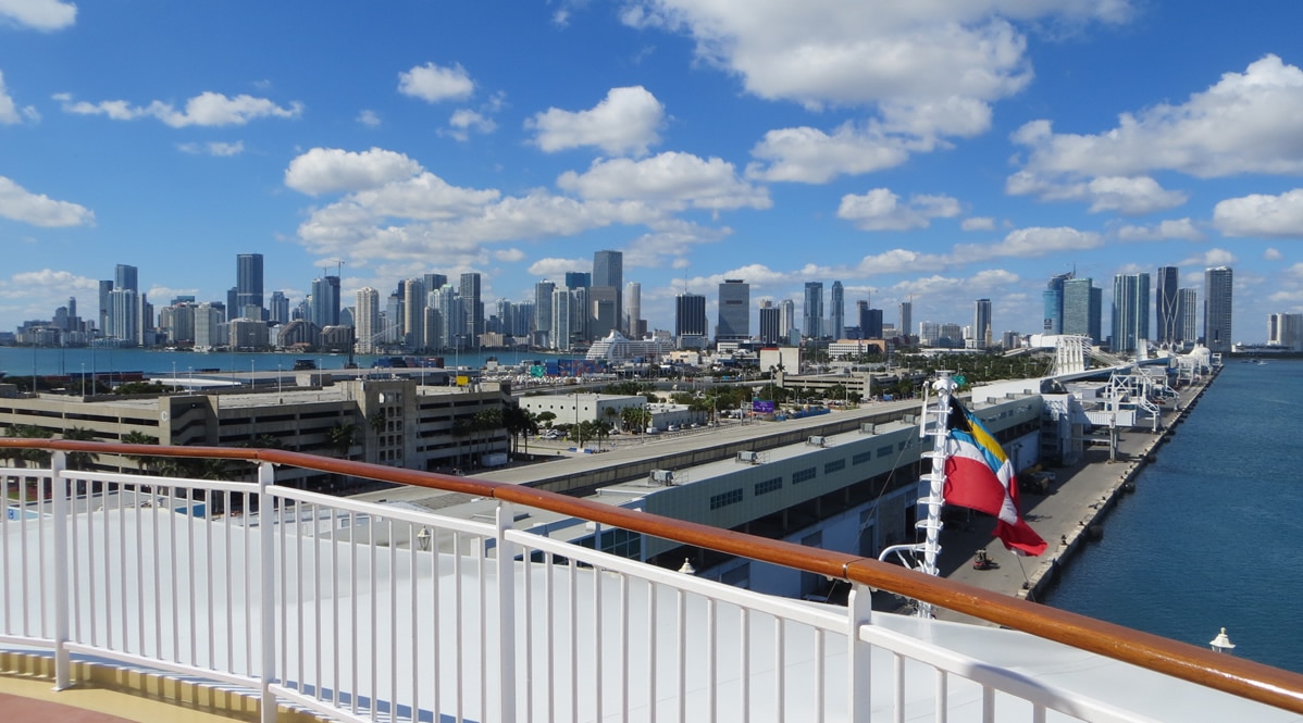 Skyline of Miami from a cruise ship
