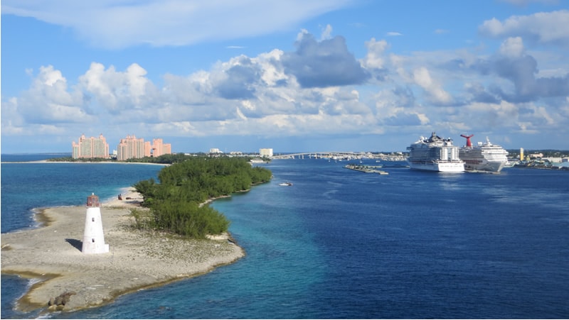 View of ships departing Nassau