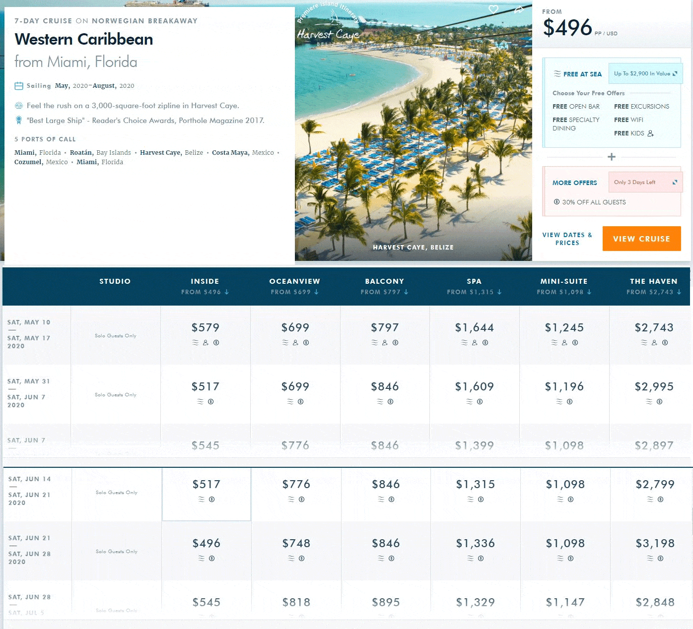 Norwegian cruise prices