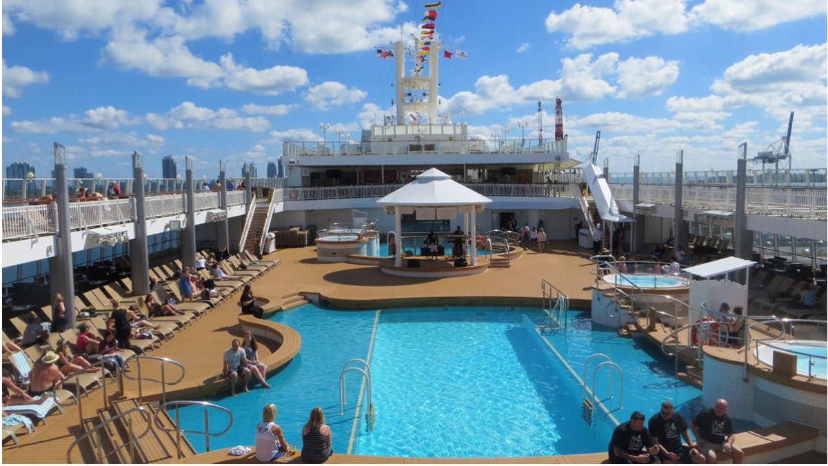 Pool deck on cruise ship