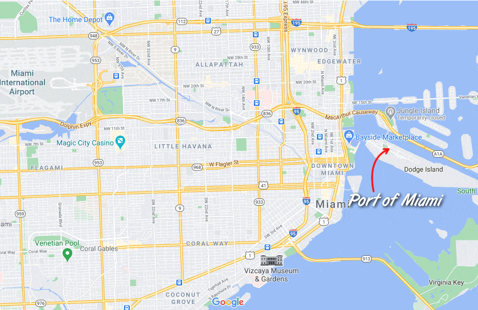 Port of Miami map