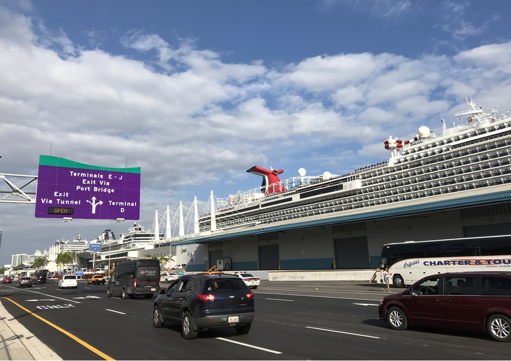 View of ship in the Port of Miami