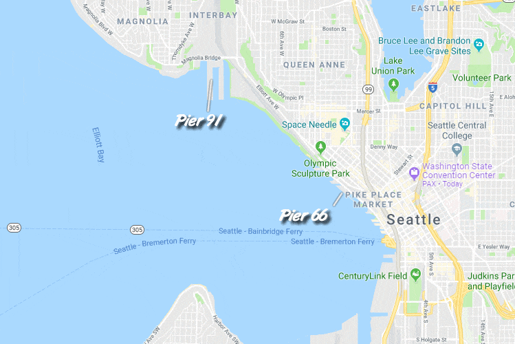 Map of Seattle piers