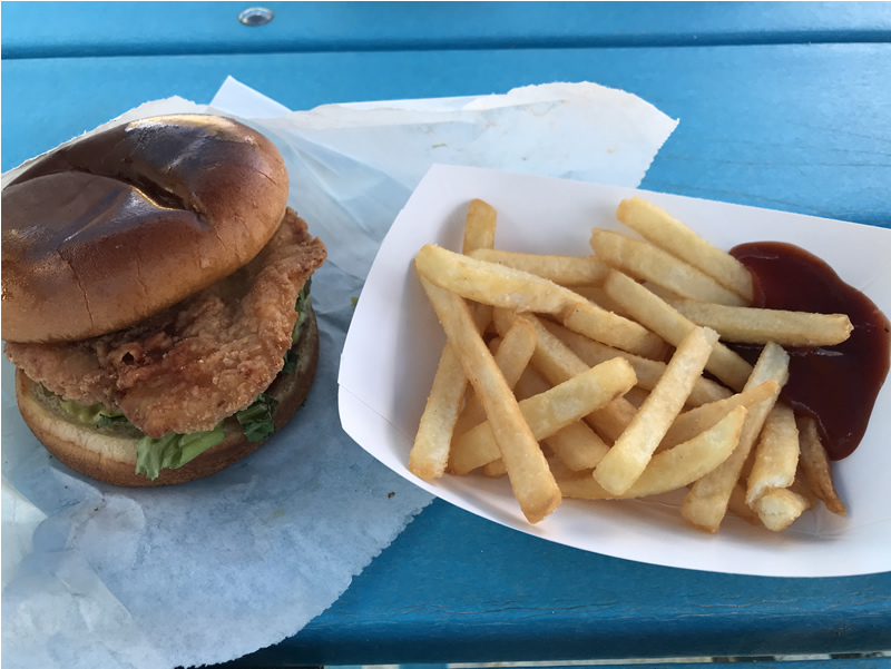 Snack Shack chicken sandwich on CocoCay