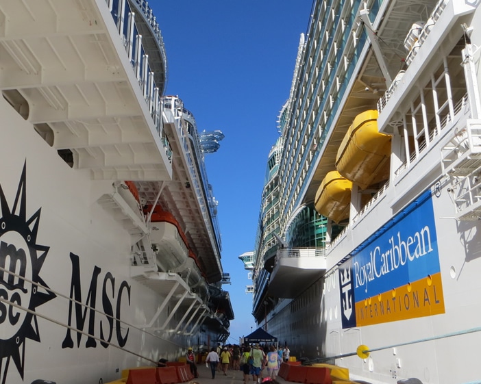 Two ships in port of Cozumel