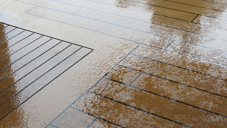 Wet deck of a cruise ship